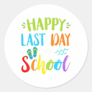 Sticker Rond Bonne Dernière Journée De L'École Vacances Été Idé