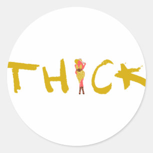 Sticker Rond Bonne femme épaisse dans la robe de point de polk