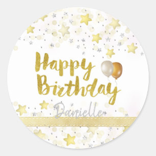 Sticker Rond Bonne fête d'anniversaire Custom Gold