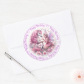 Sticker Rond Bonne fête d'anniversaire et licorne (Enveloppe)