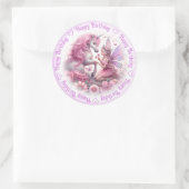 Sticker Rond Bonne fête d'anniversaire et licorne (Sac)