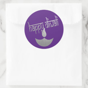 Sticker Rond Bonne Fête De Lumière De Diwali
