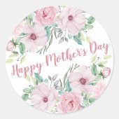 Sticker Rond Bonne fête des mères | Fleurs d'aquarelle de pivoi (Devant)