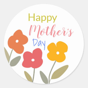 Sticker Rond Bonne fête des mères, la floraison en fleurs Plaqu