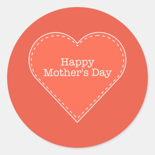 Sticker Rond Bonne fête des mères Orange Heart (Devant)