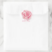 Sticker Rond Bonne fête des mères ! | Rose d'aquarelle rose (Sac)