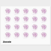 Sticker Rond Bonne fête des mères ! | Rose d'aquarelle violet (Feuille)