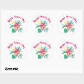 Sticker Rond Bonne Fête des Mères W/Sprig- Glossy, Lg., (Feuille)