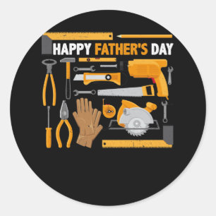 Sticker Rond Bonne Fête des pères papa qui peut tout réparer