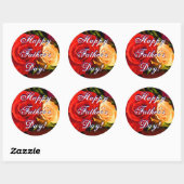 Sticker Rond Bonne Fête des pères Rouge Rose Jaune (Feuille)