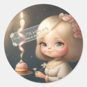 Sticker Rond Bonne fille anniversaire 01 (Devant)
