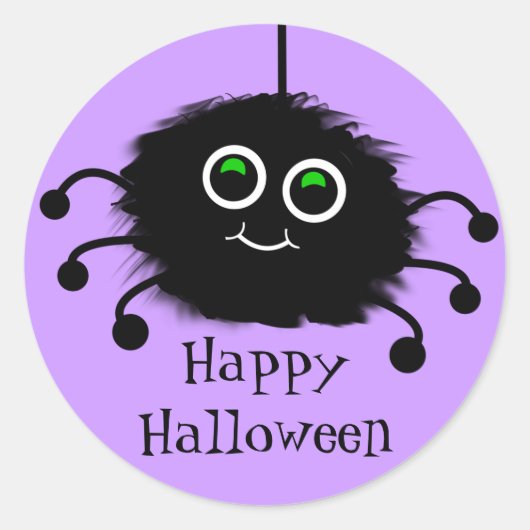 Sticker Rond Bonne Halloween Fuzzy Toon Spider (Devant)