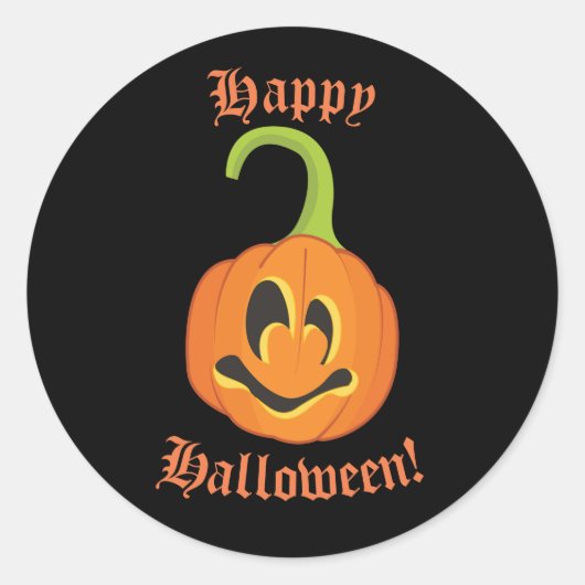 Sticker Rond Bonne Halloween mignonne Citrouille Whimsical Trea (Devant)