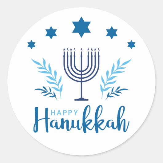 Sticker Rond Bonne Hanoukka Menorah Stars (Devant)