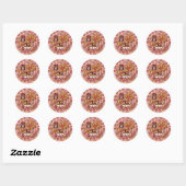 Sticker Rond Bonne hippie Anniversaire Couleurs rétro (Feuille)
