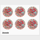 Sticker Rond Bonne hippie Anniversaire Couleurs rétro (Feuille)