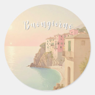 Sticker Rond Bonne journée Riviera italienne
