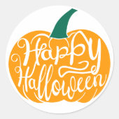 Sticker Rond Bonne lettre Halloween sur citrouille sculpté (Devant)