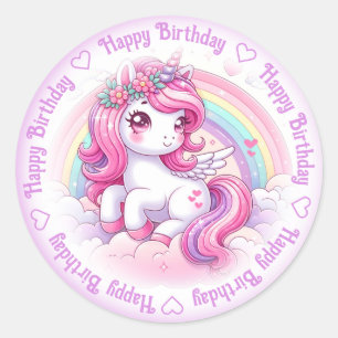 Sticker Rond Bonne licorne d'anniversaire
