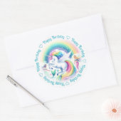 Sticker Rond Bonne licorne d'anniversaire et sirènes (Enveloppe)