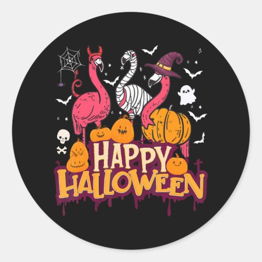 Sticker Rond Bonne maman sorcière Flamant rose Halloween pour (Devant)