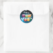 Sticker Rond Bonne nouvelle année design (Sac)