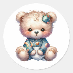 Sticker Rond bonne nuit endormie teddy