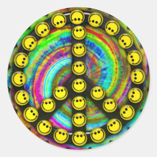 Sticker Rond Bonne Paix hippie