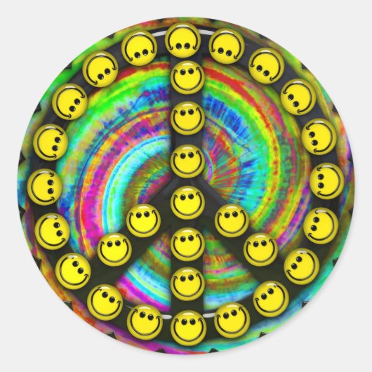 Sticker Rond Bonne Paix hippie (Devant)