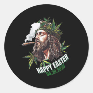 Sticker Rond Bonne Pâques drôle Jésus 2025
