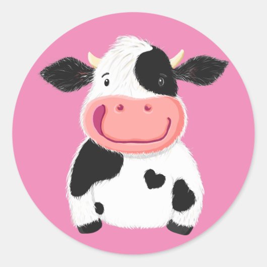 Sticker Rond Bonne Petite Vache Laitière Holstein (Devant)