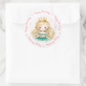 Sticker Rond Bonne princesse d'anniversaire (Sac)