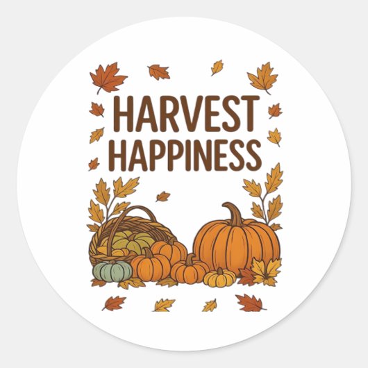 Sticker Rond Bonne récolte - Citrouille d'automne et feuilles d (Devant)