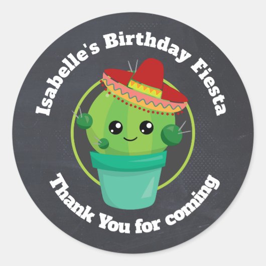 Sticker Rond Bonne ronde Cactus Anniversaire Merci (Devant)