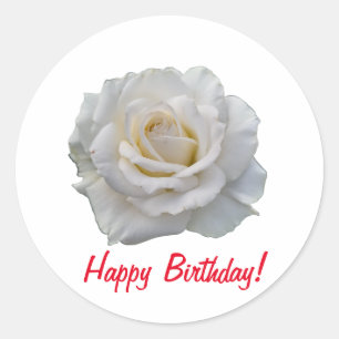 Sticker Rond Bonne Rose blanche d'anniversaire