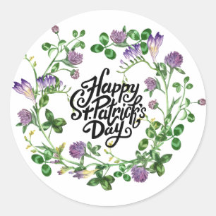 Sticker Rond Bonne Saint Patrick. Aquarelle Cloison C