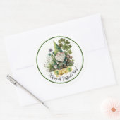 Sticker Rond Bonne Saint Patrick. Aquarelle irlandaise Gnomes (Enveloppe)