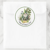 Sticker Rond Bonne Saint Patrick. Aquarelle irlandaise Gnomes (Sac)