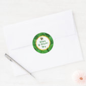Sticker Rond Bonne Saint Patrick avec des Clovers verts (Enveloppe)