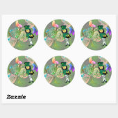 Sticker Rond "Bonne Saint Patrick !" Leprechaun (Feuille)