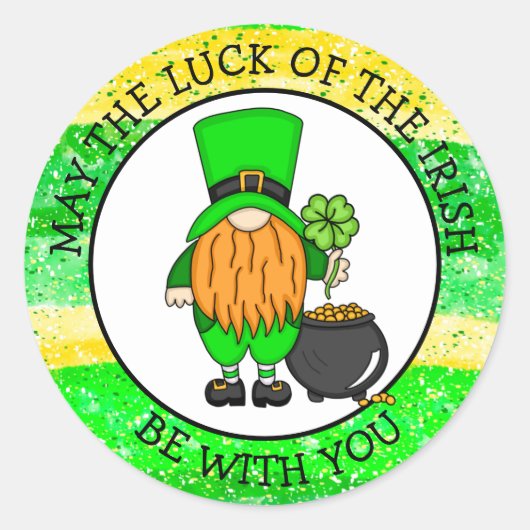 Sticker Rond Bonne Saint Patrick pour vous | Cute Leprechaun (Devant)