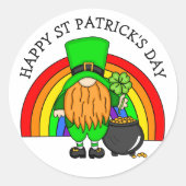 Sticker Rond Bonne Saint Patrick's Day | Gnome Leprechaun (Devant)