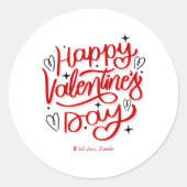 Sticker Rond "Bonne Saint Valentin" Personnalisé (Devant)