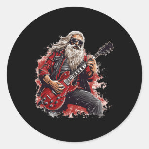 Sticker Rond Bonne saison festive pour Motorcycle Père Noël et 