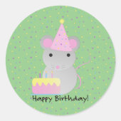 Sticker Rond Bonne Souris de fête d'anniversaire (Devant)