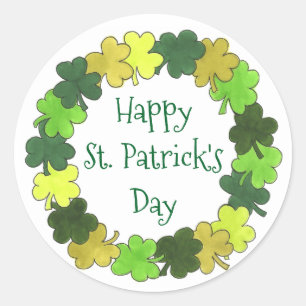 Sticker Rond Bonne St. Patrick's Day Green Shamrock Wreath