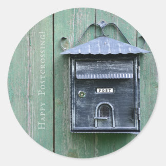 Sticker Rond Bonne traversée postale ! Boîte aux lettres.
