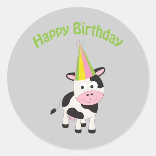 Sticker Rond Bonne vache d'anniversaire (Devant)