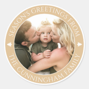 Sticker Rond Bonnes Fêtes classiques   Photo personnalisée