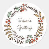 Sticker Rond Bonnes Fêtes de couronne de Noël (Devant)